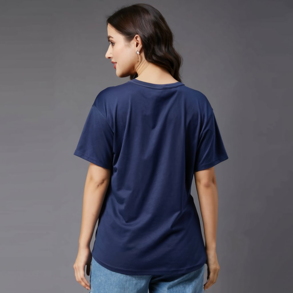 Women's Relaxed Fit Navy Blue T-shirt